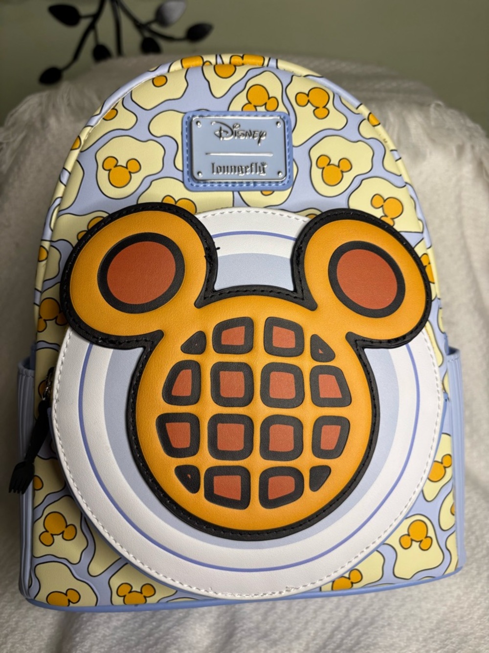 Loungefly Yellow & Light Blue Mickey Waffle Scented Mini Backpack